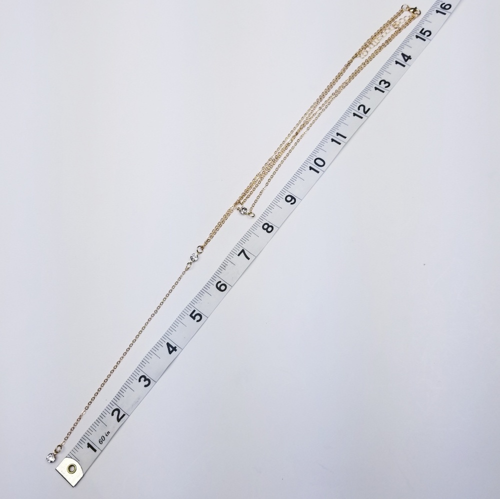 Long Multi Layer Crystals Gold Chain - Picture 2 of 3